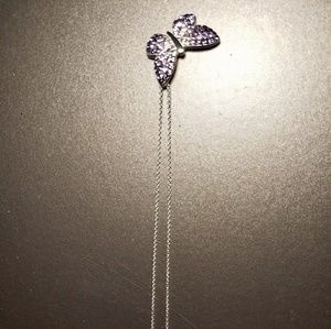 Beautiful Purple Silver Crystal Butterfly